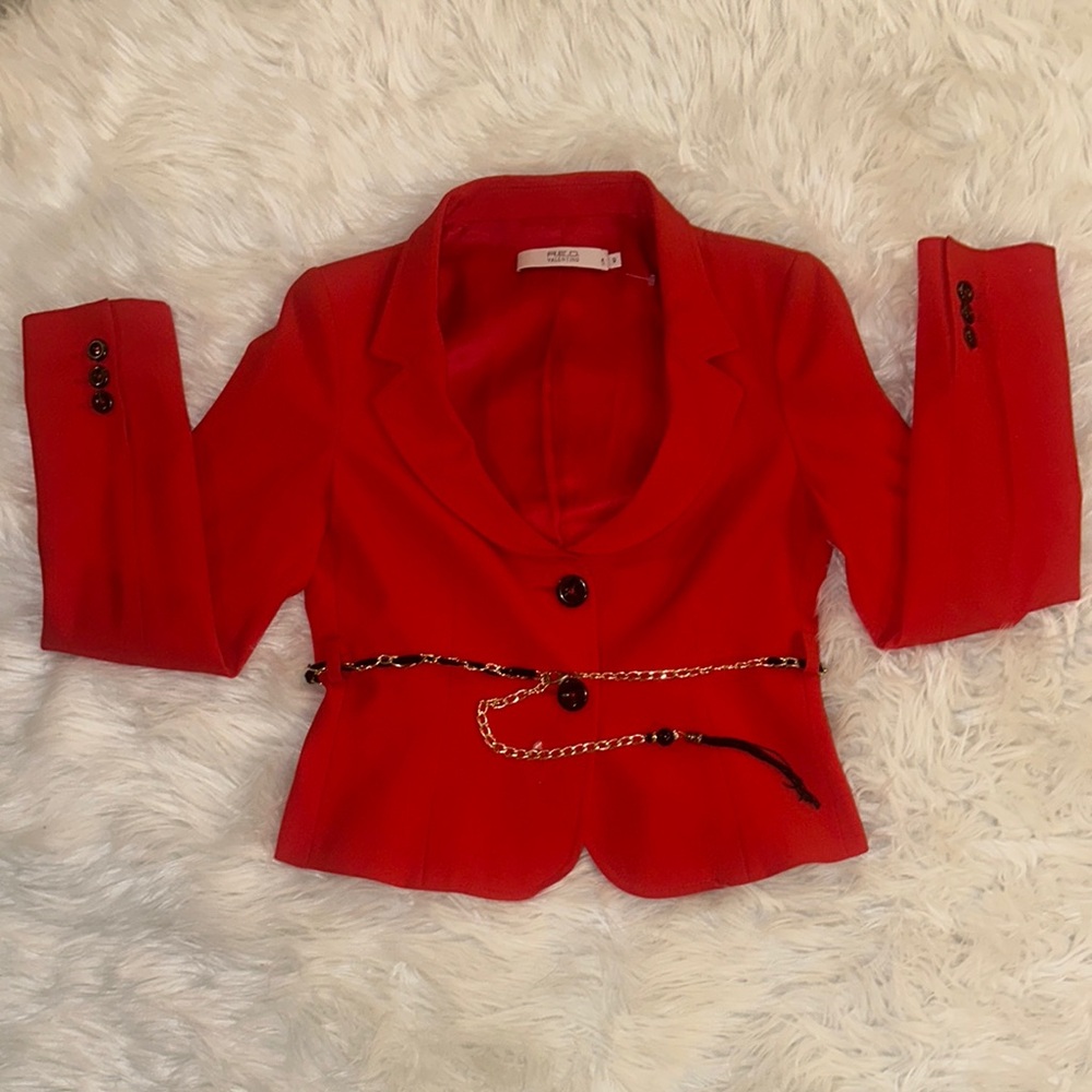 RED Valentino Red Blazer with Chain Detail